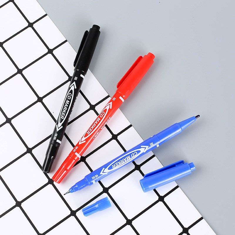 记号包邮50支双头水性黑色儿童绘画勾线笔油性记号笔