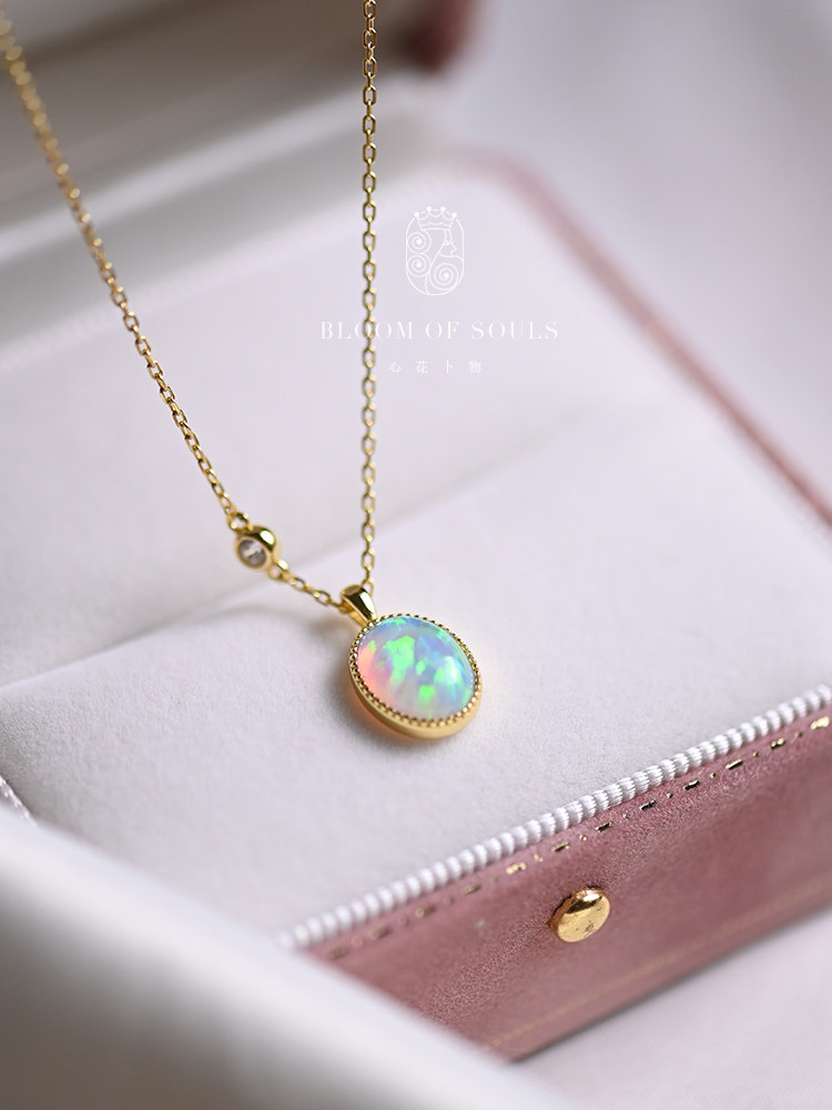 幻境原创设计欧泊项链s925纯银复古气质简约轻奢项链