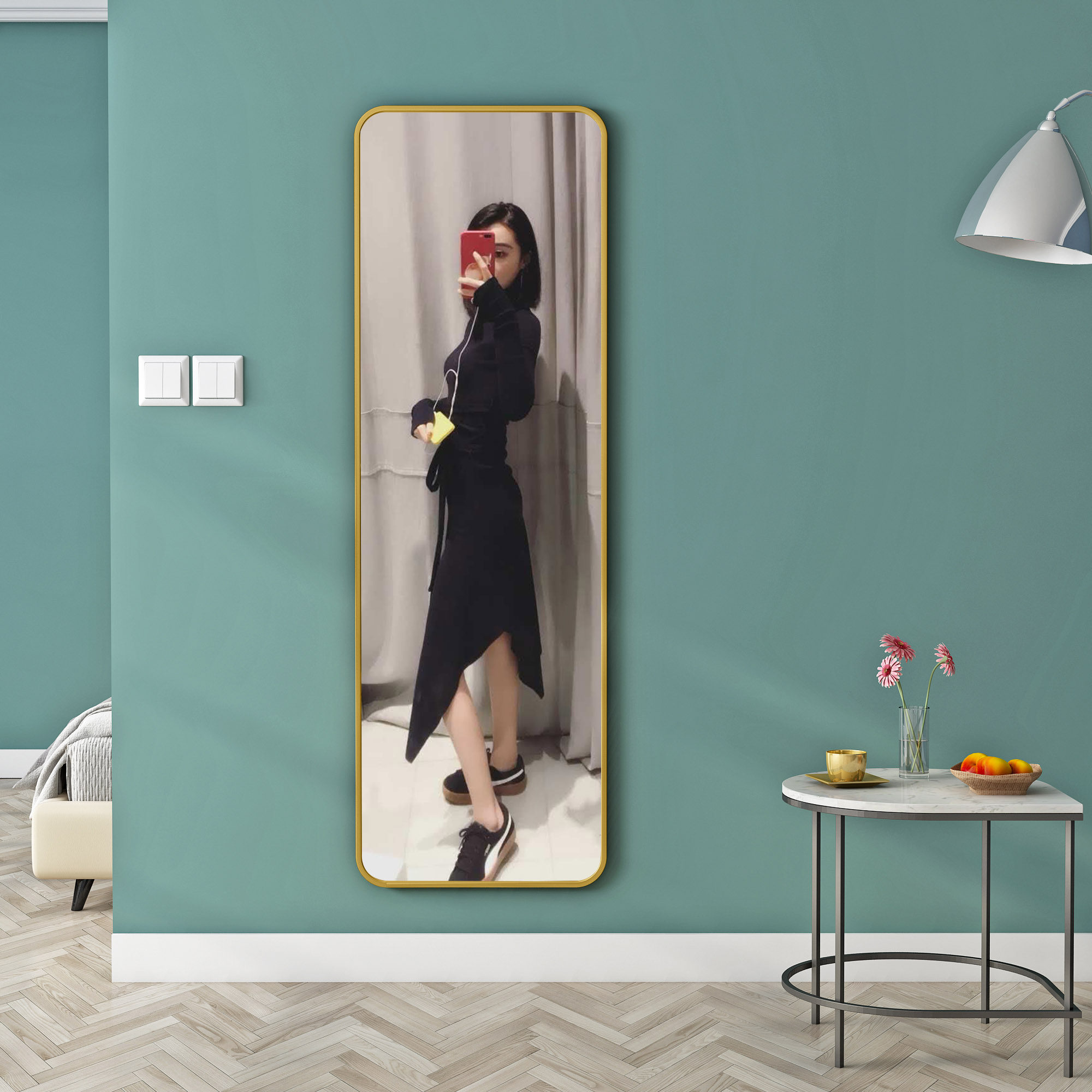 贴墙欧式穿衣镜全身落地壁挂试衣衣大镜子简约穿衣镜