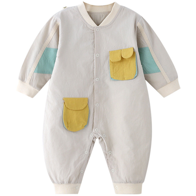 哈尼之家婴儿春装连体衣宝宝双层纯棉夹衣婴幼儿哈衣爬服婴儿衣服