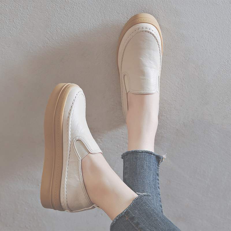 松糕厚底乐福鞋女一脚蹬懒人鞋2022年春秋新款休闲内增高平底女鞋