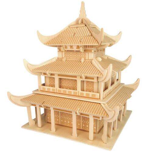 手工建筑模型制作图纸智力木制小房子拼装工艺品阁楼拼图