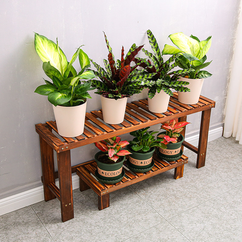 木质花架阳台原木落地式凳子子多多层组合客厅花架