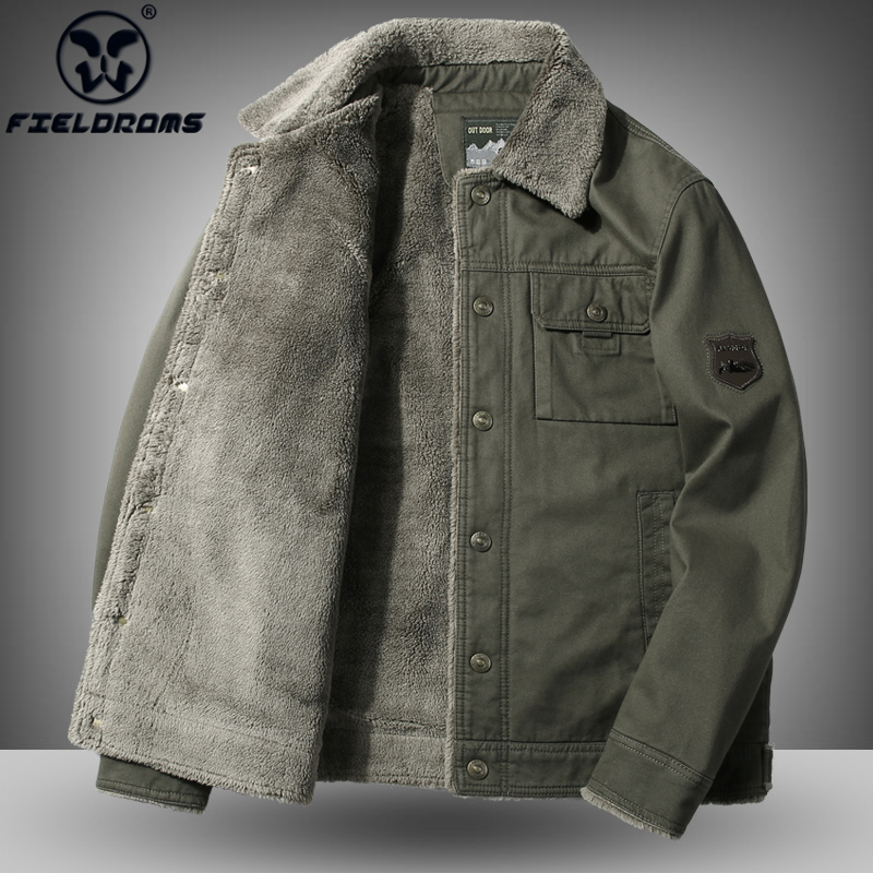 FIELDRAMS/野外公羊棉衣男加绒加厚冬季外套大码翻领保暖短款棉服
