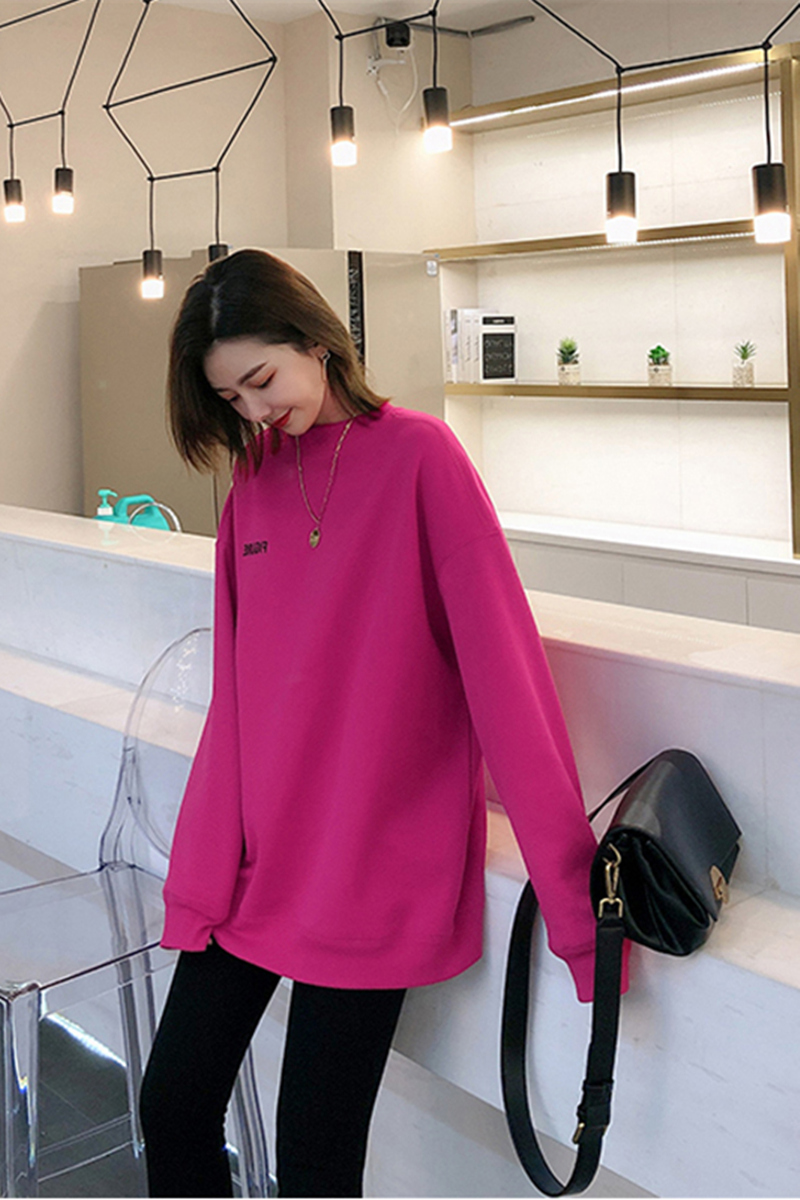 韩版ins超火2022新款火龙果色加加厚卫衣女宽松卫衣