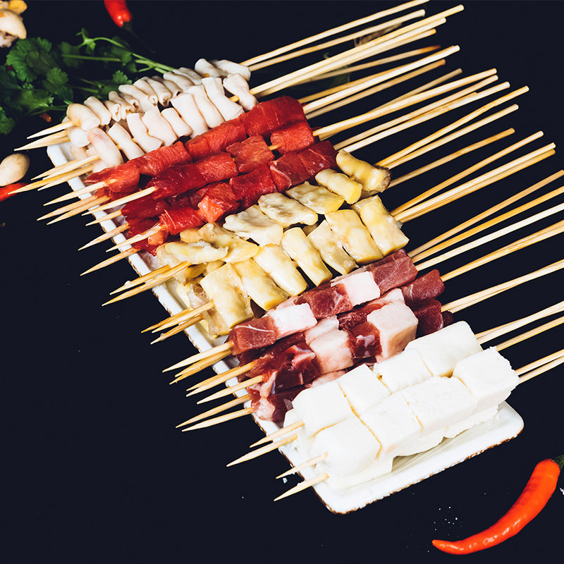 内蒙古羊肉锡盟新鲜冷冻烧烤食材生羊肉串牛肉串半成品烤肉串套餐