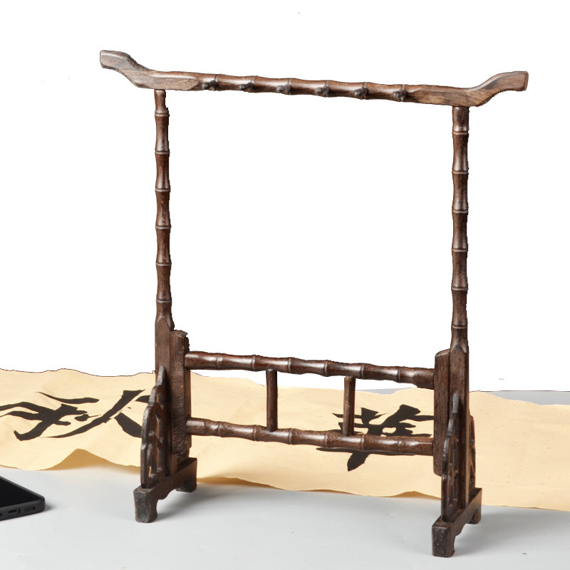 笔架毛笔竹节挂架书法文房四宝毛笔架鸡翅木红木摆件笔架