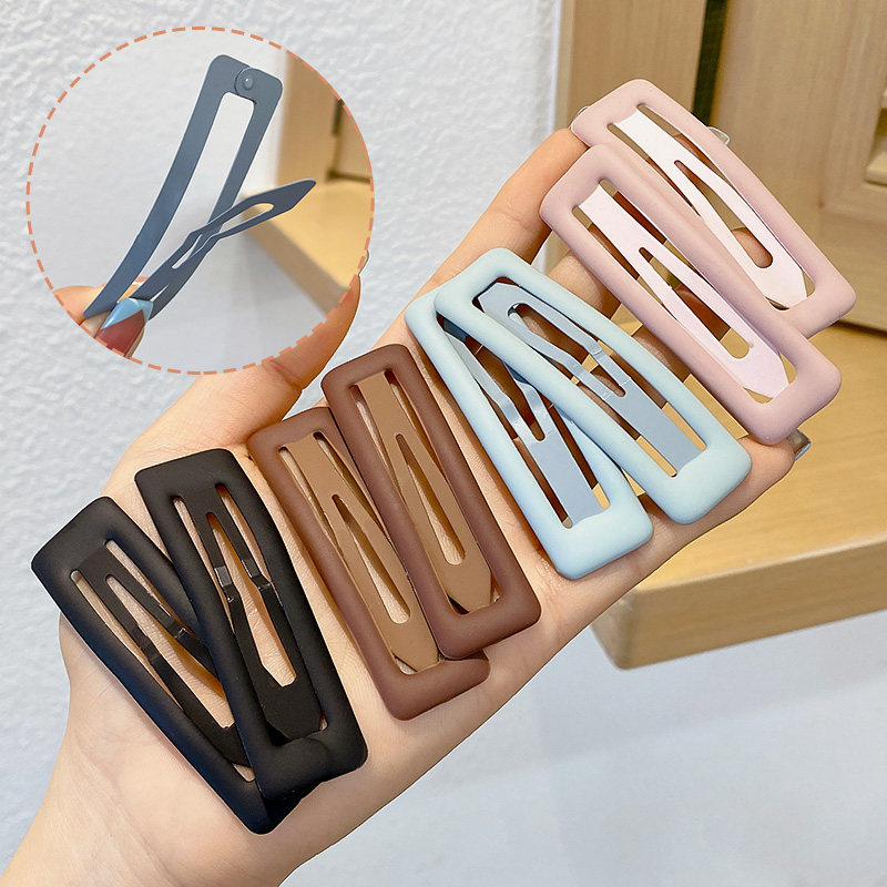 磨砂方形发夹女夏季侧边刘海夹子头饰发卡后脑勺碎发bb夹黑色卡子