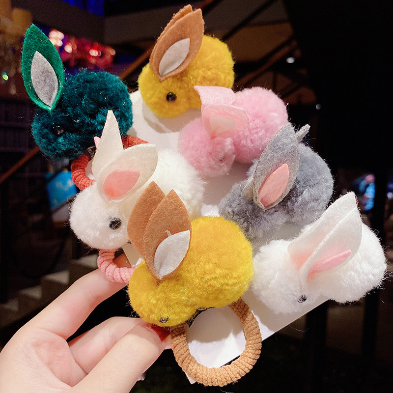 少女心小兔子可爱橡皮筋扎头发发圈韩版儿童简约卡通动物发绳发夹