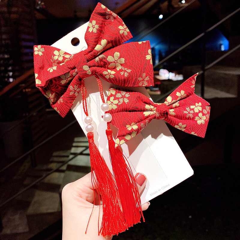 儿童汉服发饰超仙中国风女童蝴蝶结发夹公主古风过年新年头饰韩国