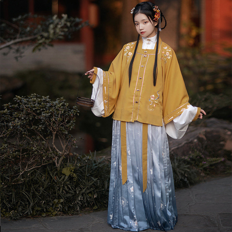 柒邑正品原创汉服女明制【锦兮】立领对襟方领半袖齐腰非古装春夏