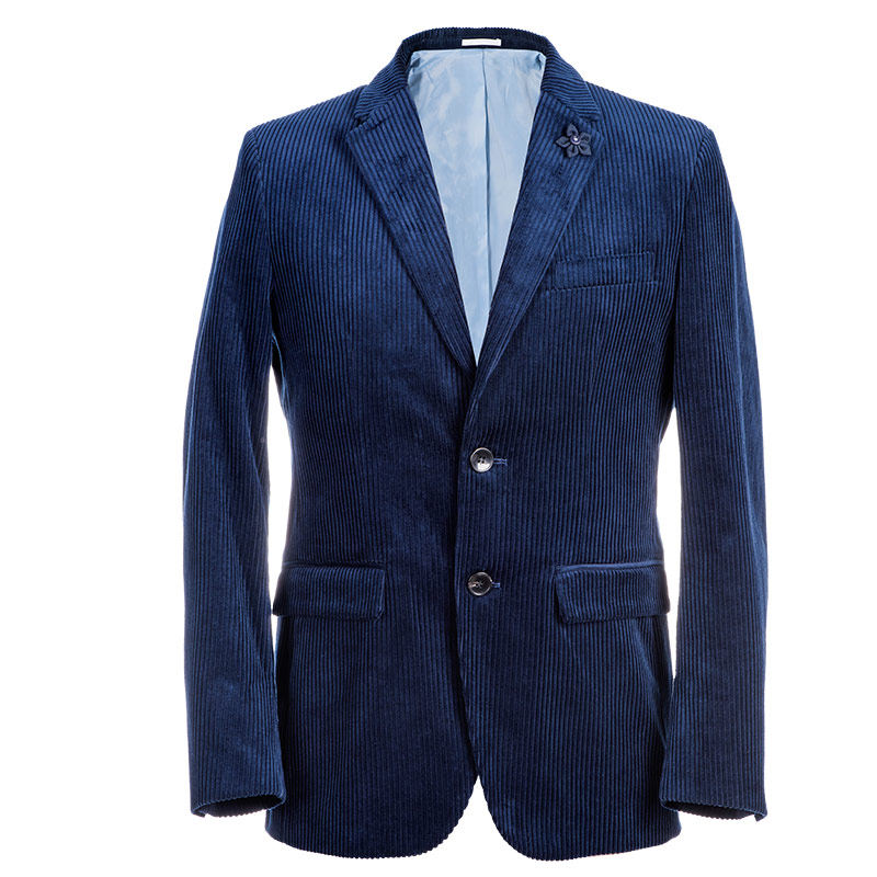 秋冬复古灯芯绒西服男上衣 短款休闲羊毛小西装 呢绒时尚补丁外套