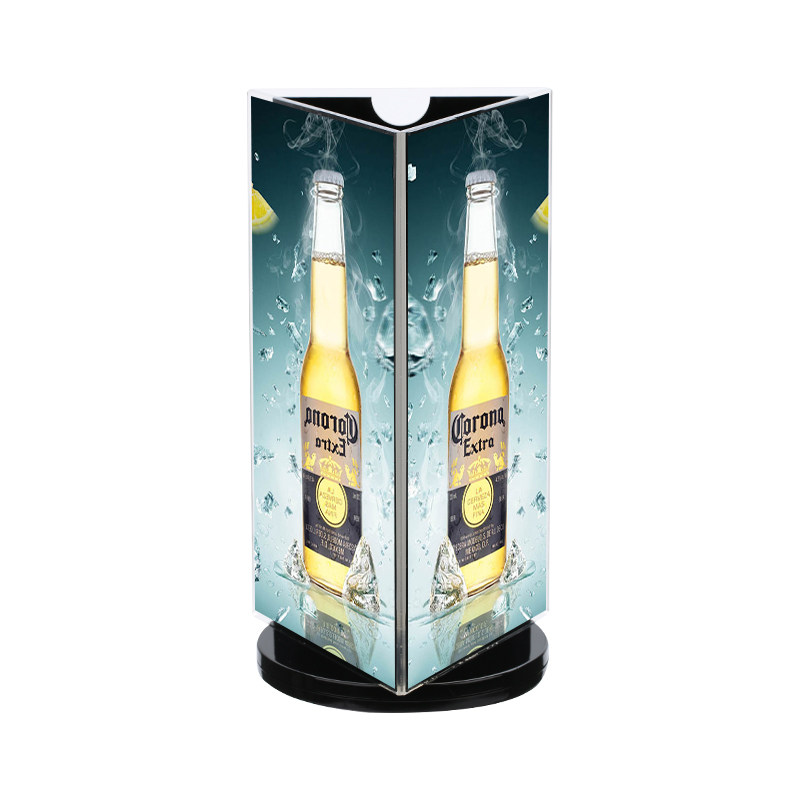 三面旋转台卡菜单价格展示牌三角亚克力立牌a4桌牌六面透明摆台饭店