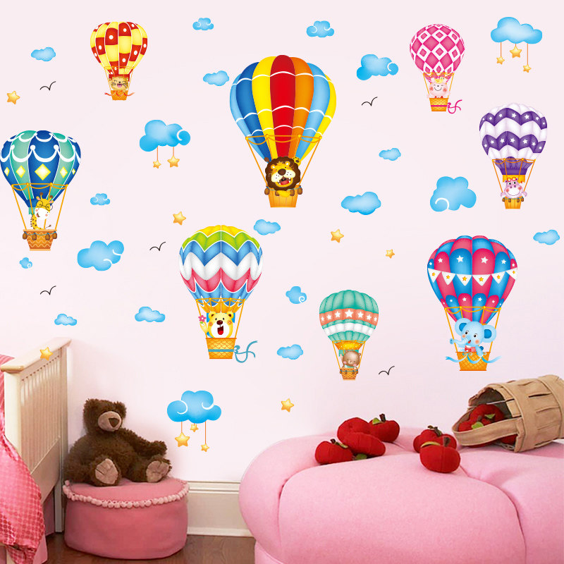 热气球墙画自粘贴纸儿童墙面装饰卡通贴画幼儿园墙贴