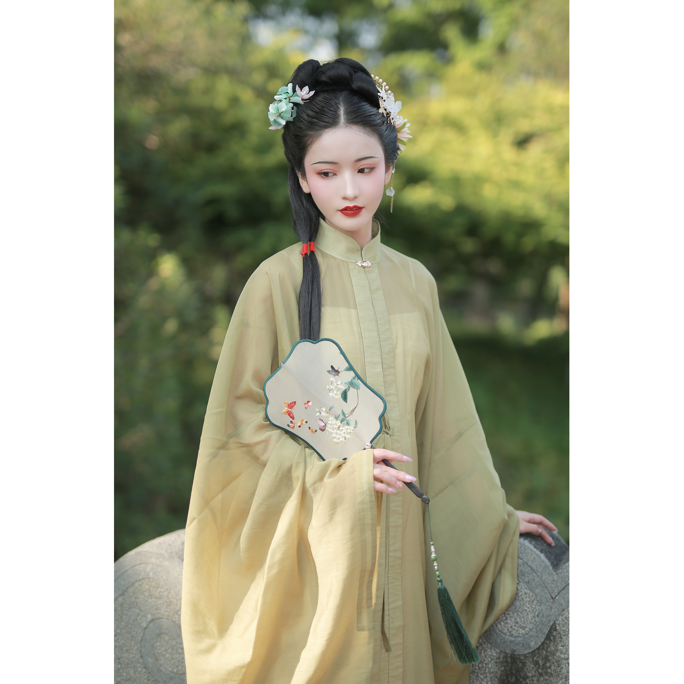 皋月唐汉服明制立领对襟长衫民族服装