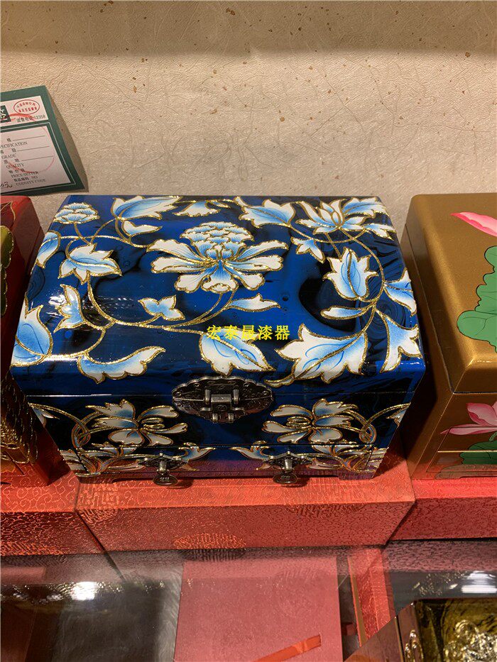 漆器首饰盒日本精品工艺工艺礼品礼品盒漂金平遥变漆首饰箱