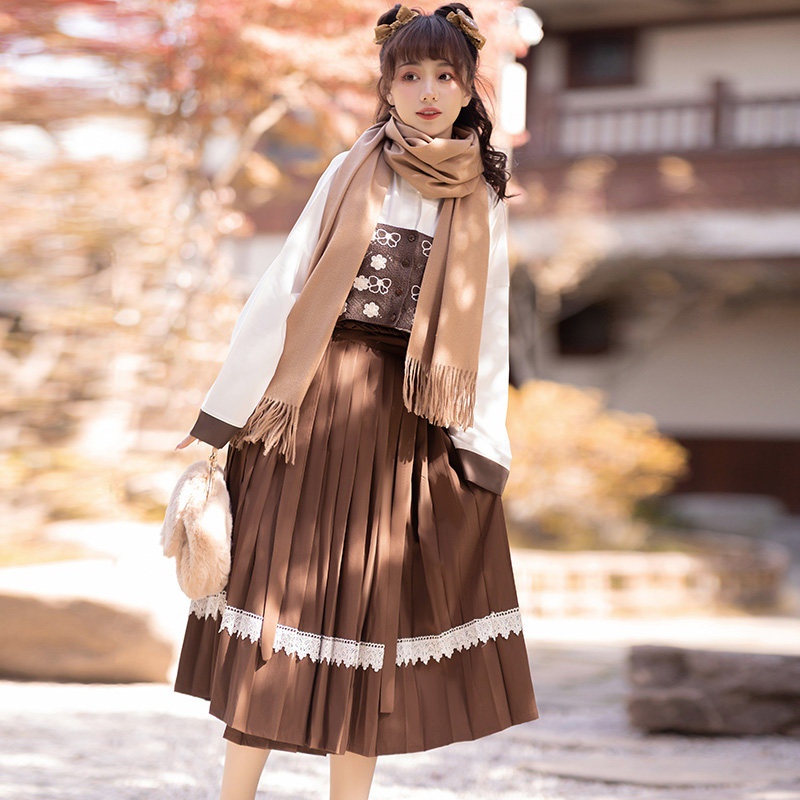 花小衣原原创汉服女花言汉元素吊带马甲立领长袖汉服