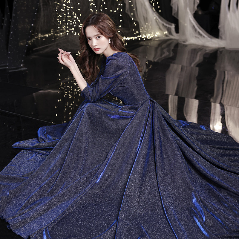 高定年会晚礼服2022新款宴会气质蓝色星空高级质感礼服
