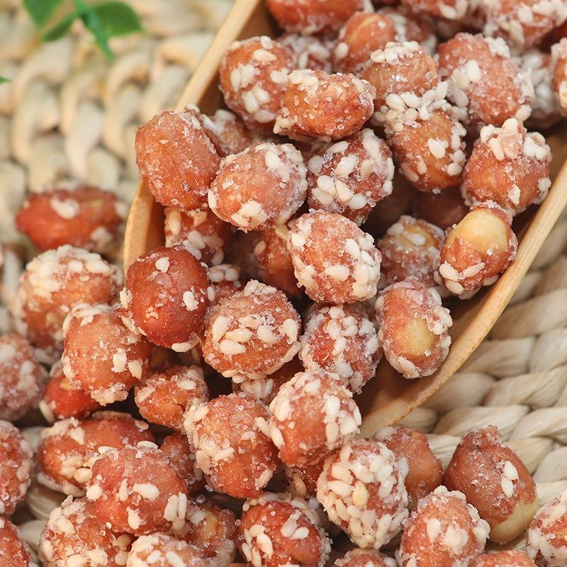 特色蜂蜜芝麻香酥花生米甜花生米脆皮雪花糖霜花生米糖衣办公室