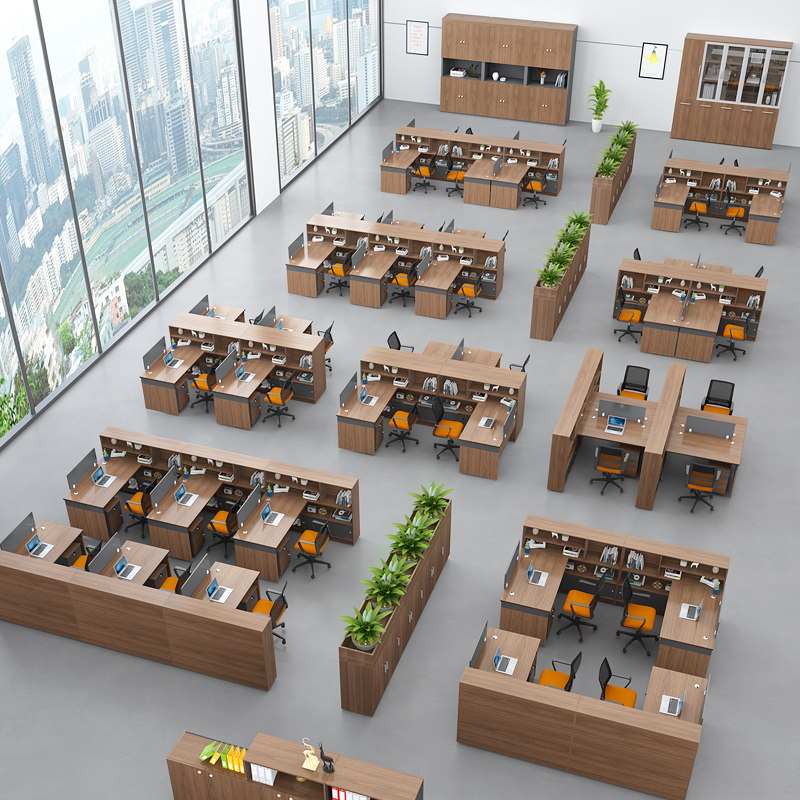 职工办公桌员工6人办公室桌椅组合公司办公工位成套办公家具