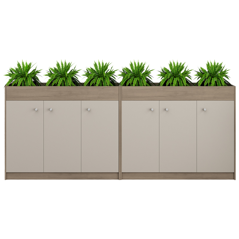 办公室花槽柜隔断木质绿植简约现代办公文件柜矮柜矮柜