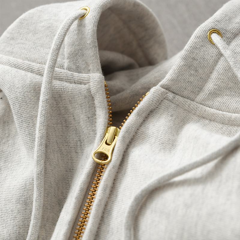 460g重磅雪花灰拉链卫衣男燕麦灰浅花灰色加绒厚实开衫外套女秋冬