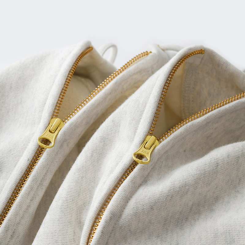 460g重磅纯棉雪花灰加绒开衫卫衣纯色厚实连帽拉链外套秋冬男女