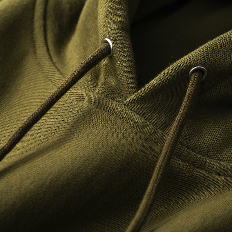 460g重磅橄榄绿加绒连帽卫衣男灰绿色深绿色纯棉加厚帽衫上衣女冬