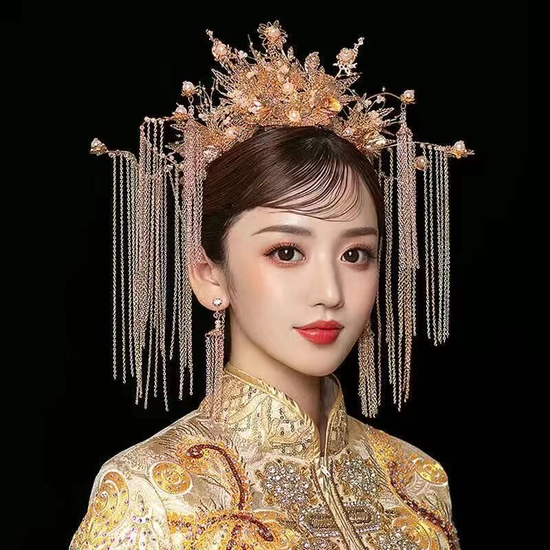 秀禾流苏发饰皇冠发皇冠冠步凤冠大气头饰婚礼发饰