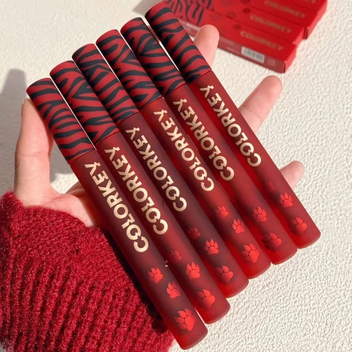 镜面口红丝绒空气小黑官方唇釉拉琪colorkey正品唇彩