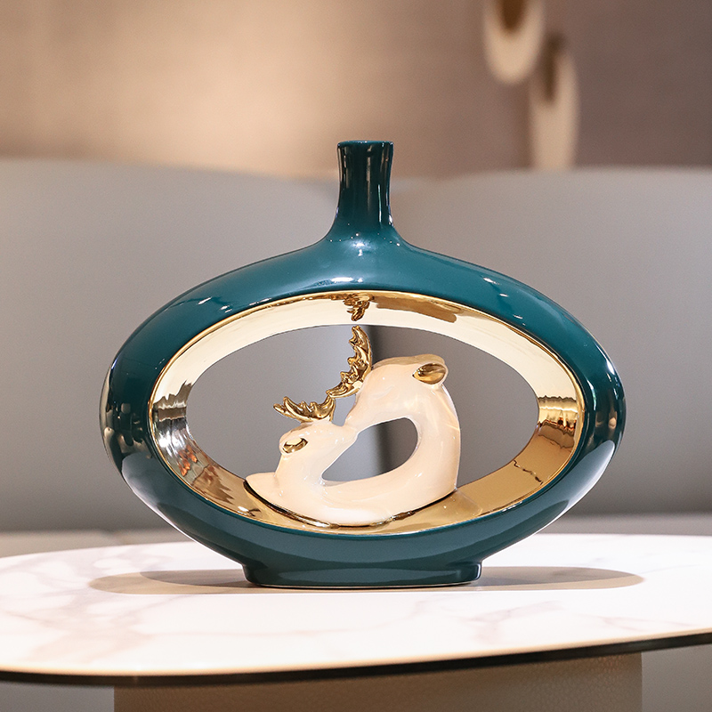 现代北欧轻奢电视柜摆件创意家居装饰品欧式客厅酒柜陶瓷工艺品小