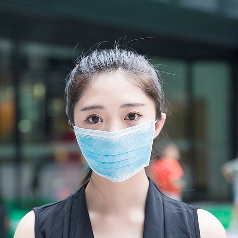 现货口罩一次性三层防尘透气口鼻罩男女加厚成人防护囗的罩50只装