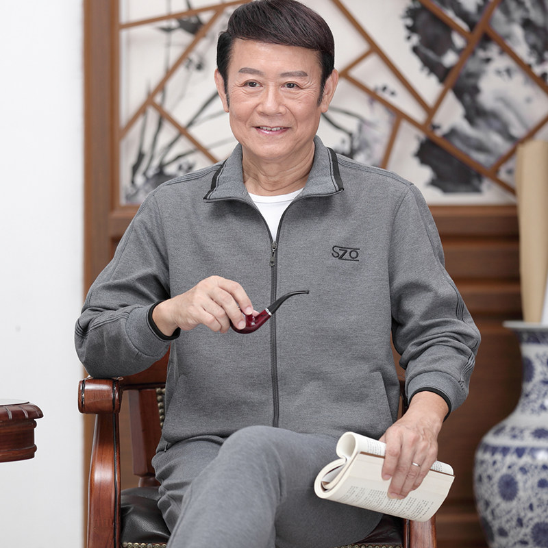 中老年运动套装爸爸三件件套休闲老年人男士春装休闲运动套装