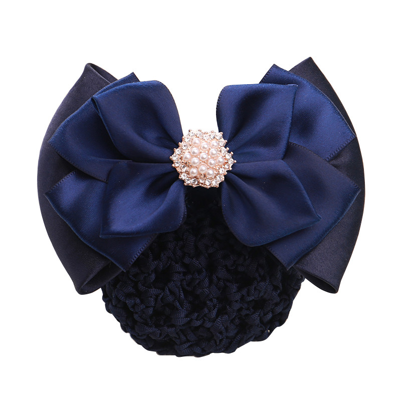 职业头花网兜盘发女发夹饰品员工上班护士空姐美容师酒店头花带网