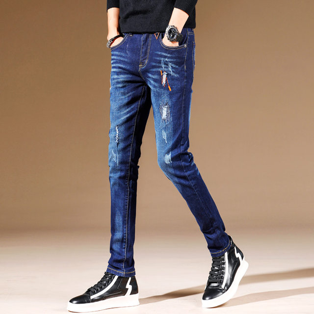 2020 men's jeans slim small feet tightweight thin casual men's trousers spring and autumn elastic pants male 2020 men's jeans slim small feet tightweight thin casual men's trousers spring and autumn elastic pants male