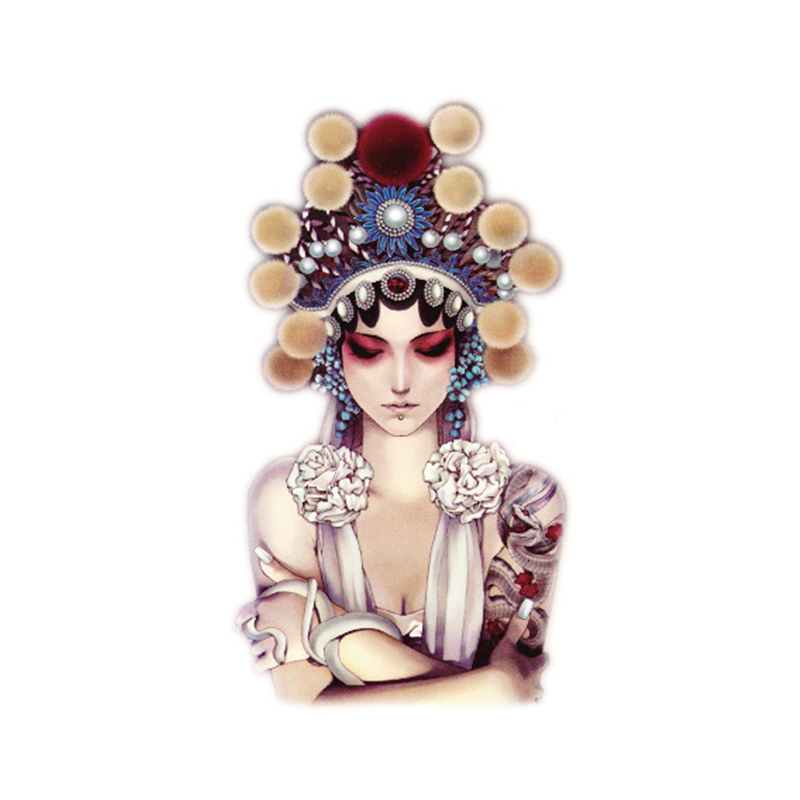 京剧脸谱纹身防水男女女中国风花旦国潮活动酒吧身体彩妆