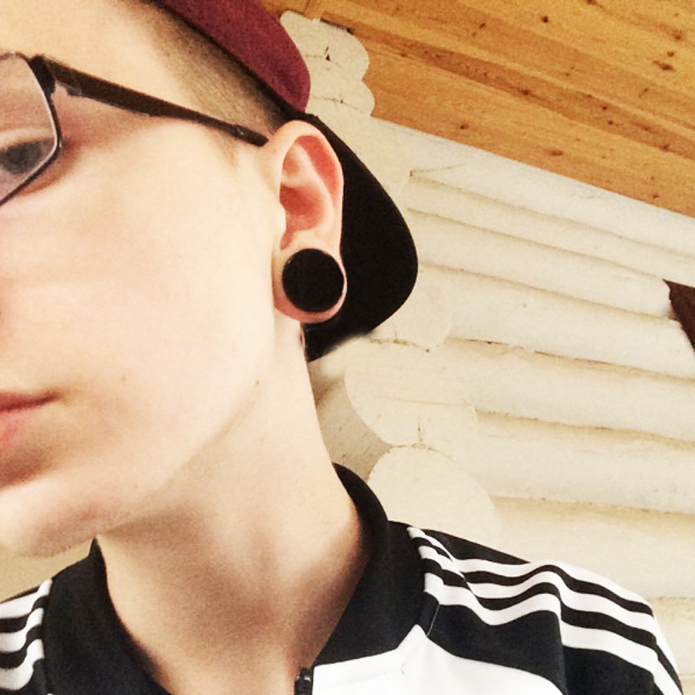 旅悦1对朋克黑色亚克力腰鼓实心耳廓无牙穿刺扩耳器欧美时尚耳扩