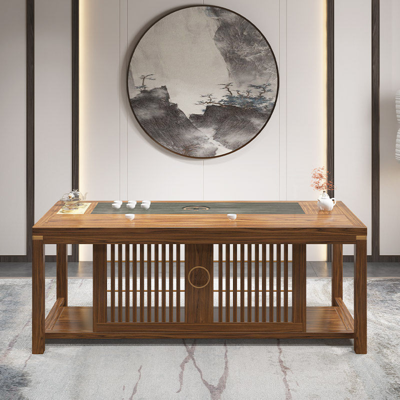 茶桌新中式老功夫茶座喝茶实木茶台榆木泡茶茶室茶几