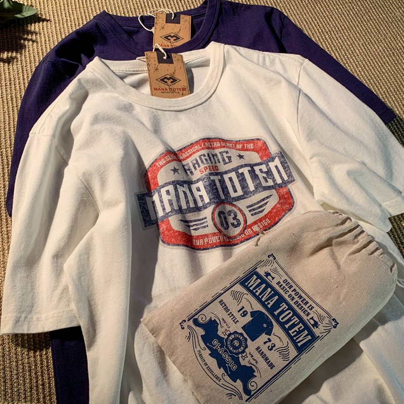 美式复古2021夏季新款纯棉短袖t恤男宽松圆领印花半袖百搭ins潮流