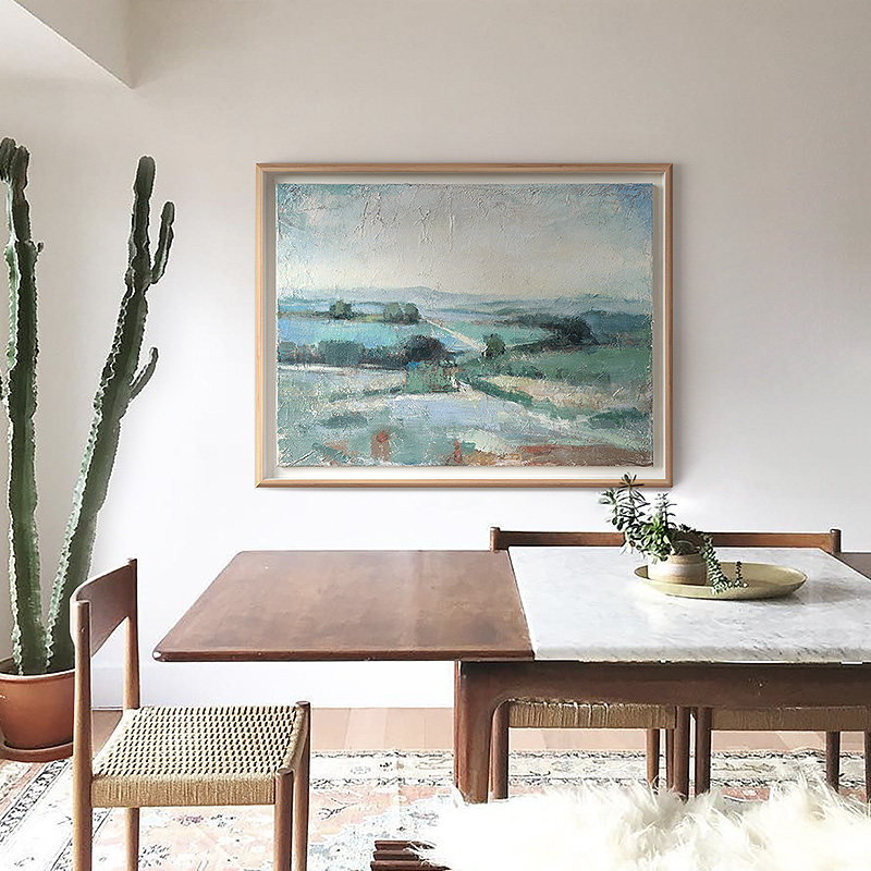 美式乡村乡村风风景画客厅背景墙装饰画手工丙烯挂画油画