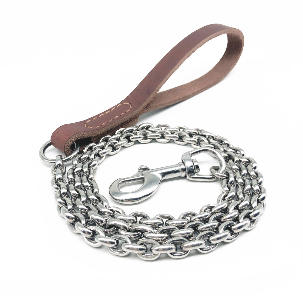 不锈钢狗狗牵引绳防咬狗链子遛狗铁链中型大型狗牵引绳