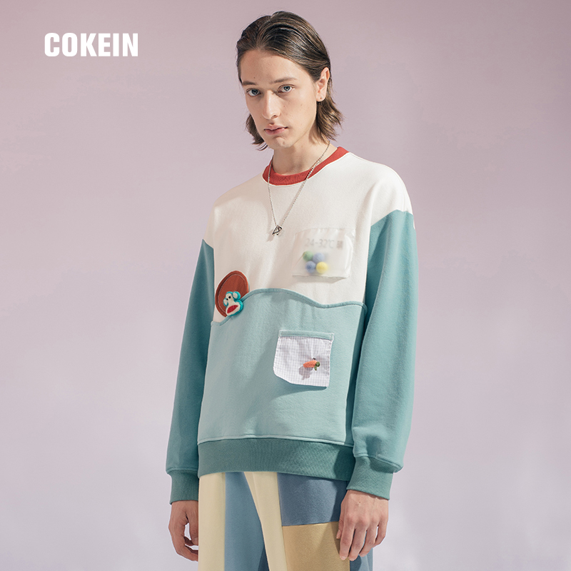 COKEIN卫衣男宽松潮流百搭圆领卫衣男士加绒加厚秋冬情侣卫衣外套