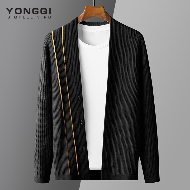 男士针织衫开衫外套春秋季新款韩版潮牌修身休闲秋装上衣毛衣男潮