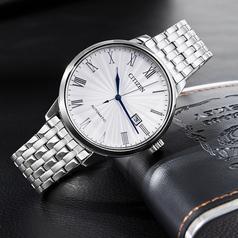 西铁城正品手表男全自动机械时尚小蓝针不锈钢休闲腕表NJ0080-50A