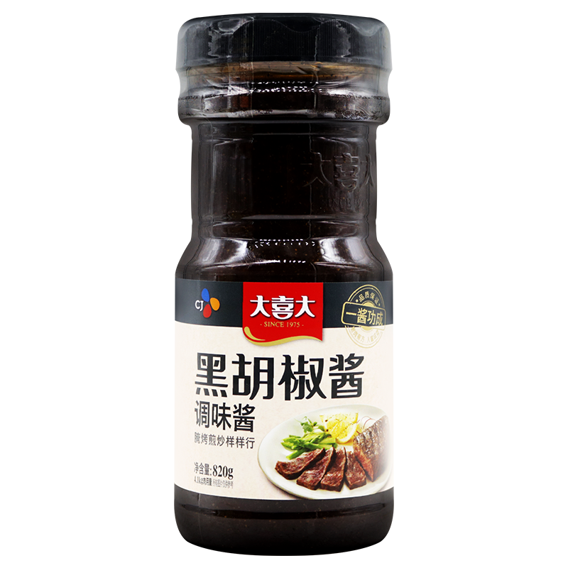 希杰大喜大黑胡椒酱韩式烤肉酱黑椒牛排烧烤酱腌肉煎肉调味酱820g