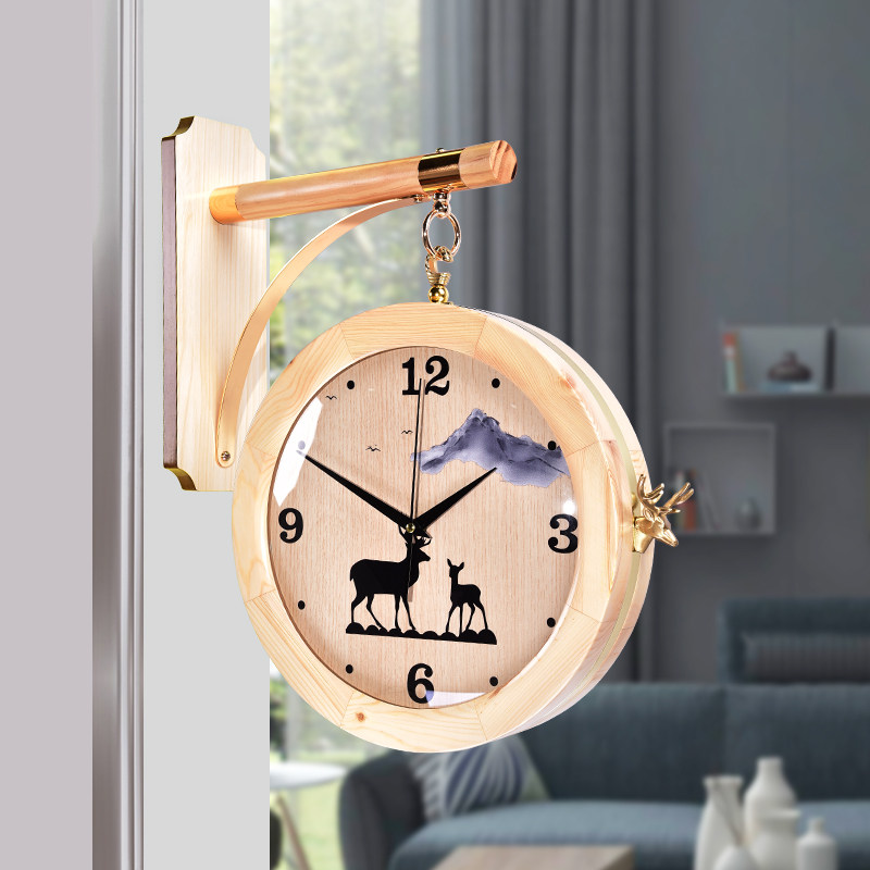 欧式双面静音挂钟个性创意时尚艺术挂表家用客厅现代简约挂墙时钟