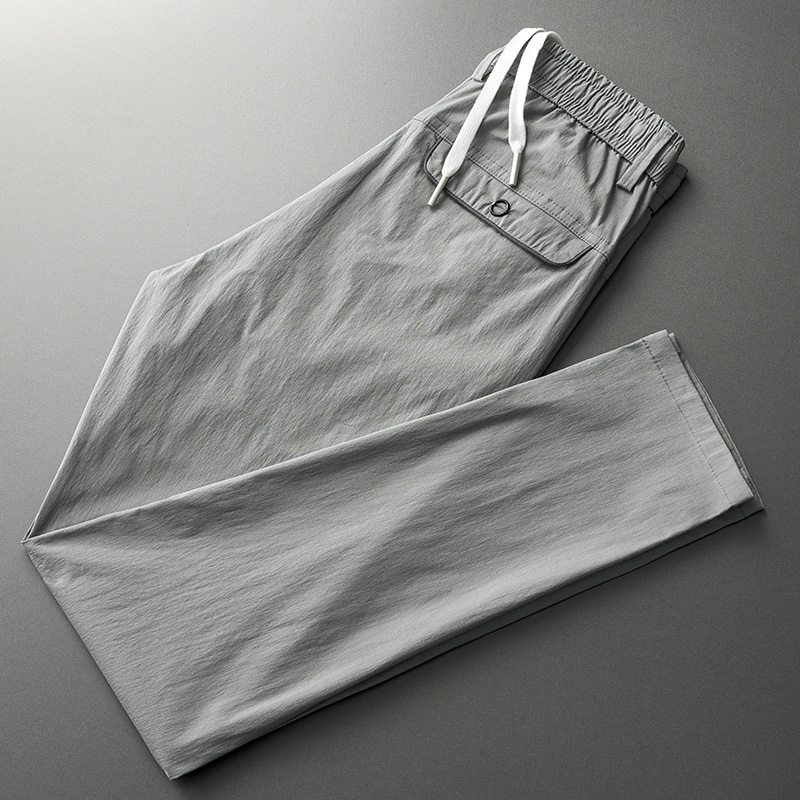 夏季冰丝薄款痞帅男裤子宽松直筒薄款男士休闲裤百搭男生修身长裤