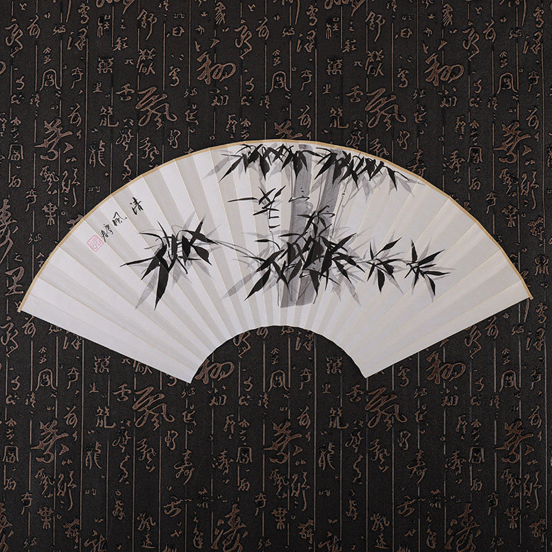 扇面画手绘书法9寸9.5寸文玩折扇配件中国风山水花鸟苏工宣纸国画