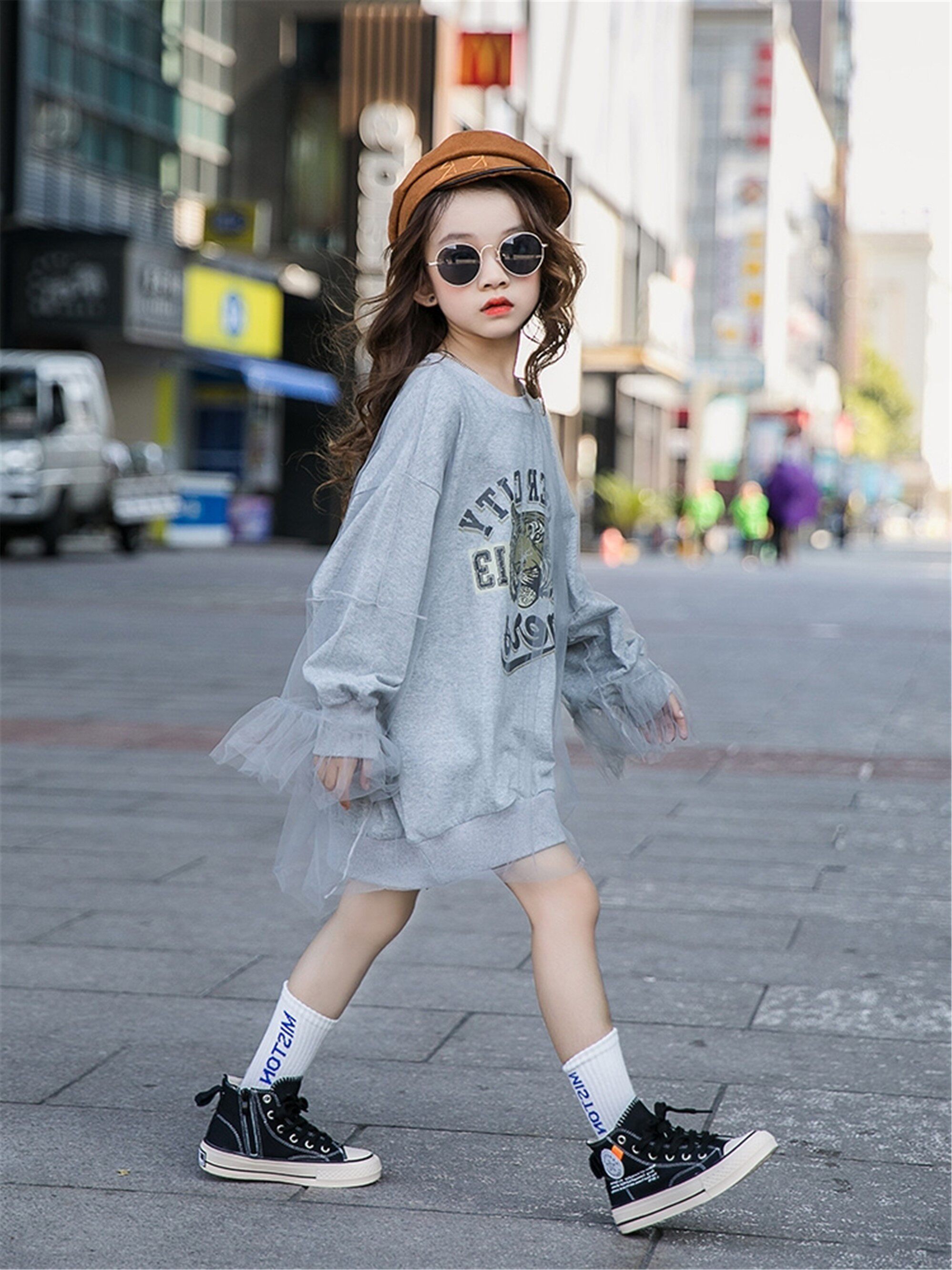 女童卫衣2020新款儿童洋气宽松两件套头上衣卫衣