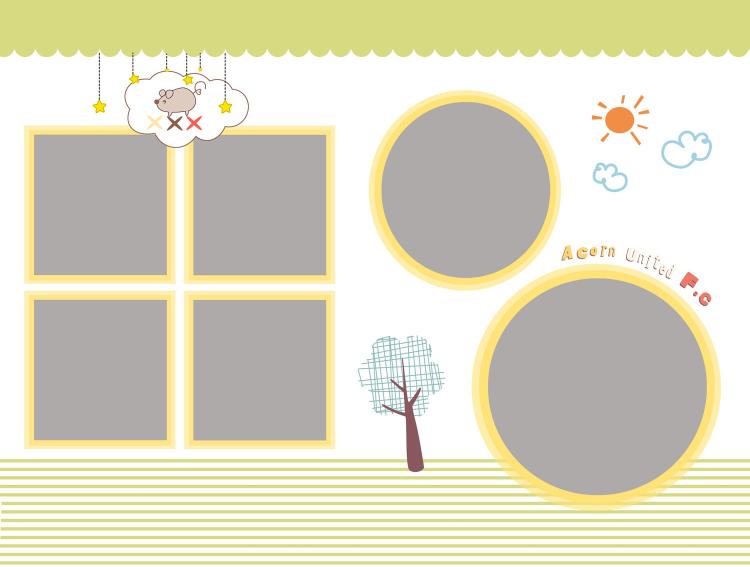 模板儿童psd竖板版4张5张照片可爱相册影楼设计素材